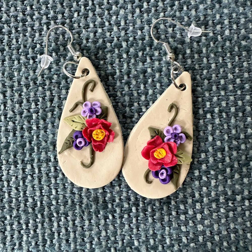Handmade Floral Teardrop Earrings